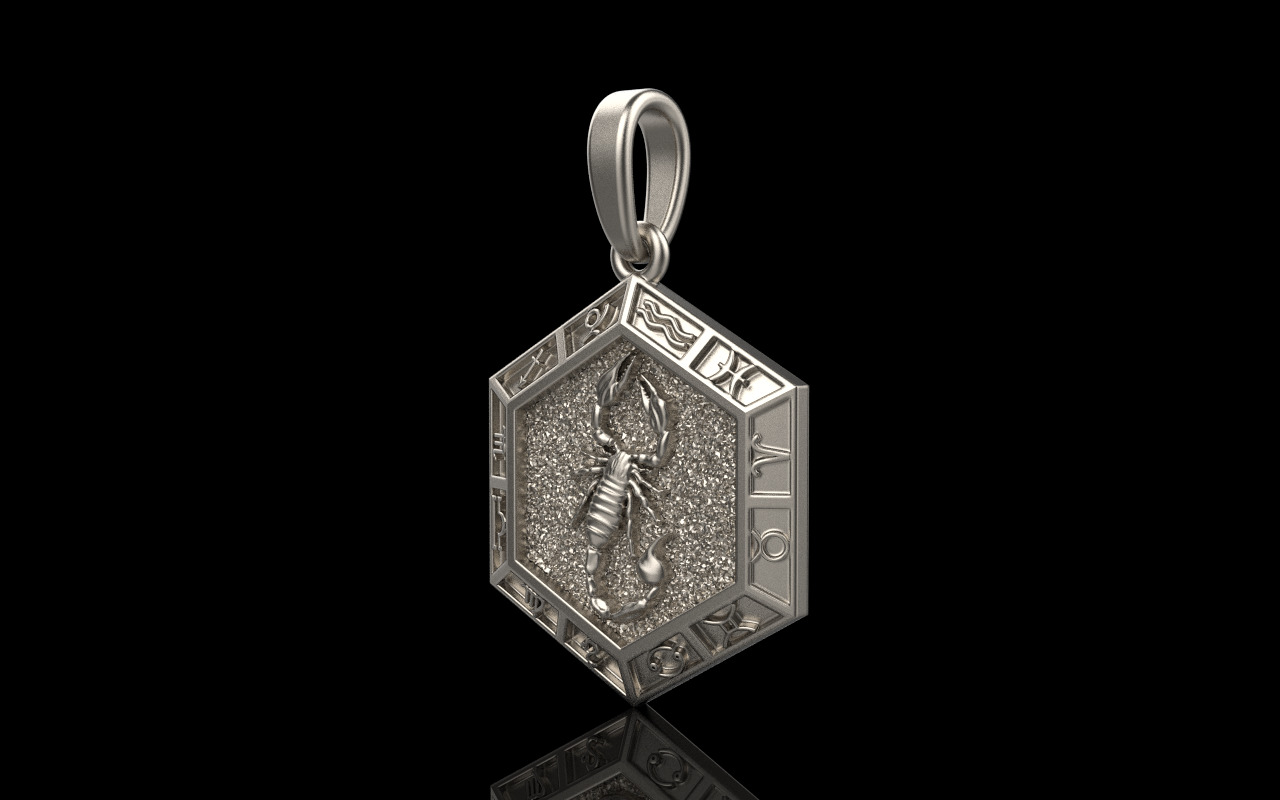 Zodiac sign scorpion pendant model 966 3D print model_23