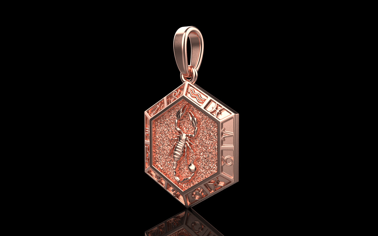 Zodiac sign scorpion pendant model 966 3D print model_24