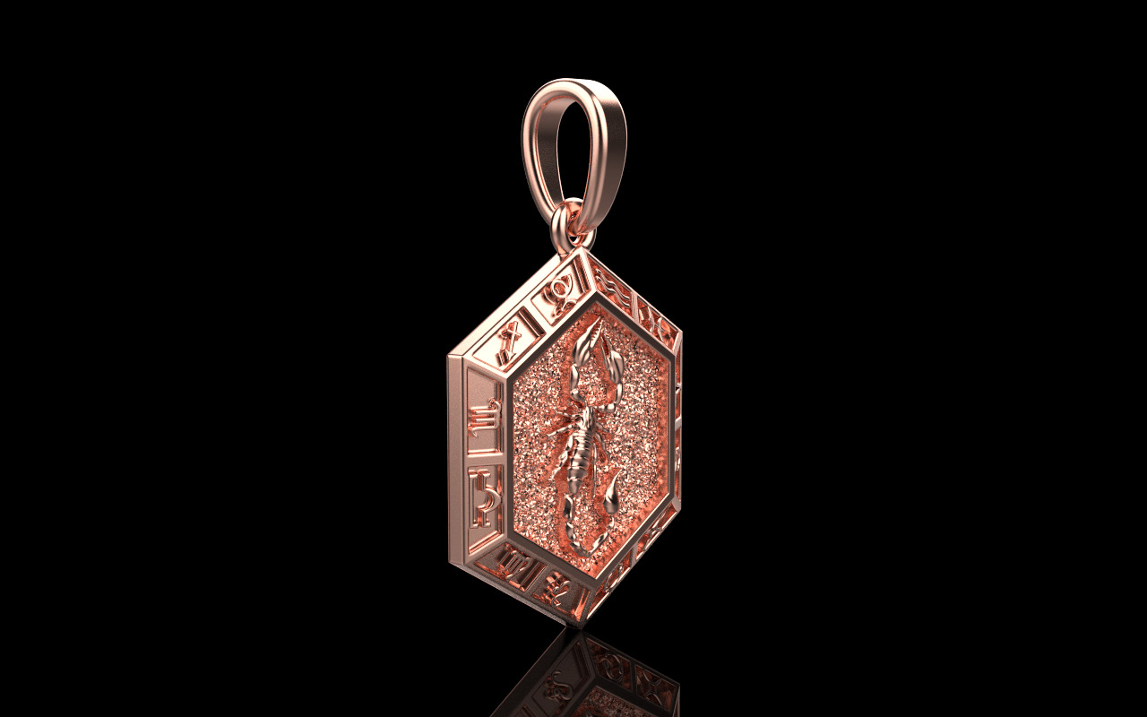 Zodiac sign scorpion pendant model 966 3D print model_18
