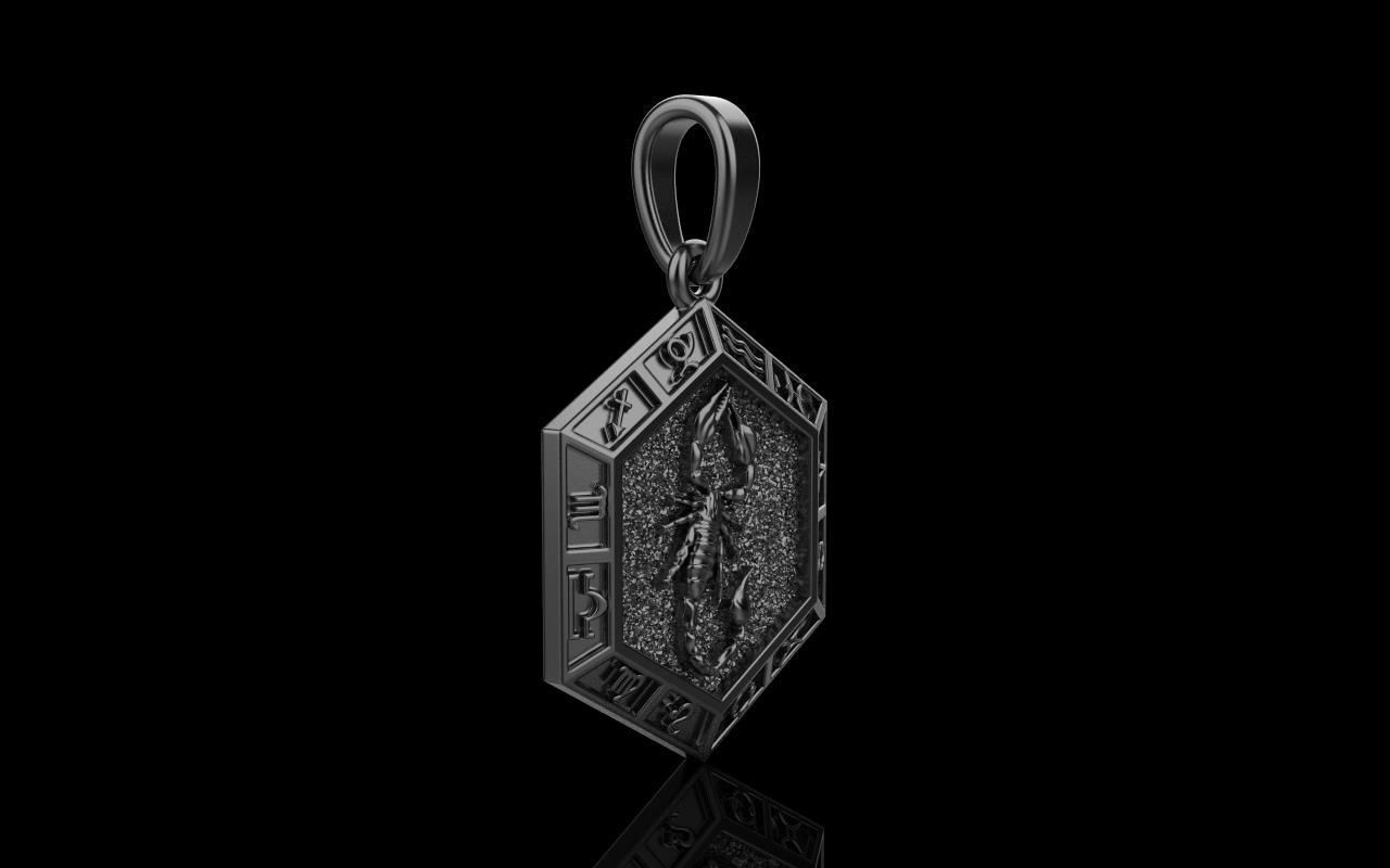 Zodiac sign scorpion pendant model 966 3D print model_19