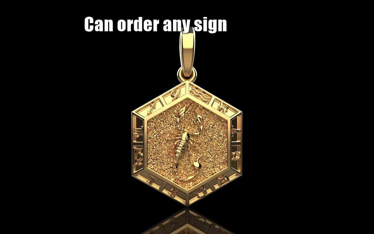 Zodiac sign scorpion pendant model 966 3D print model_0
