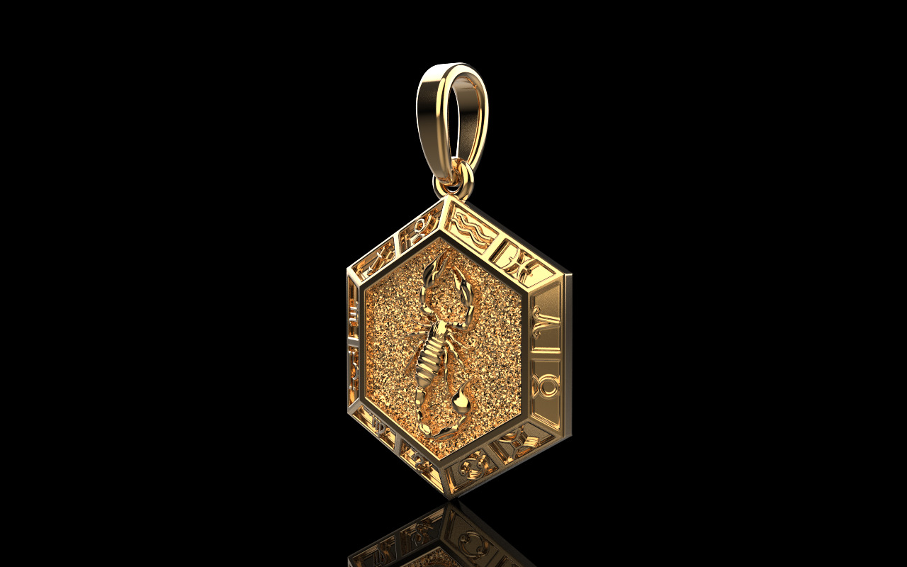 Zodiac sign scorpion pendant model 966 3D print model_1