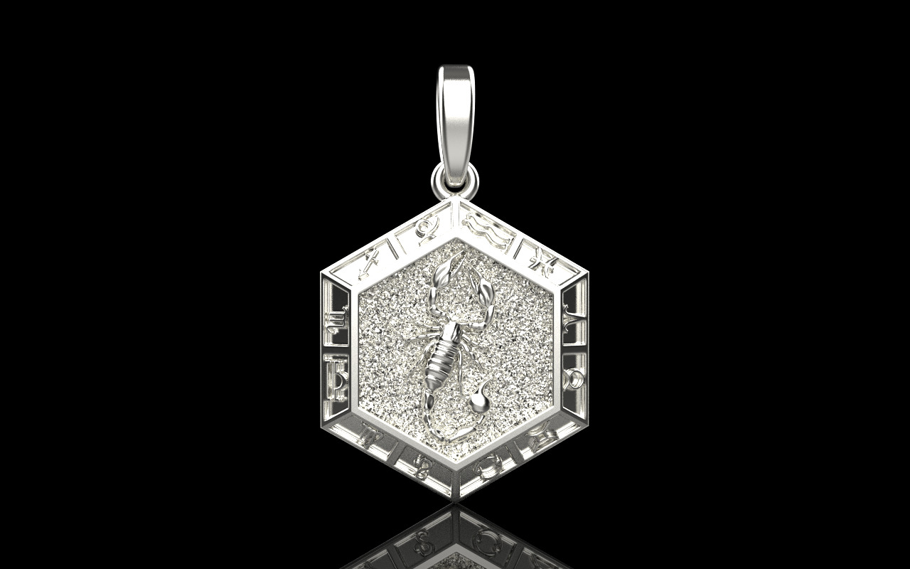 Zodiac sign scorpion pendant model 966 3D print model_14