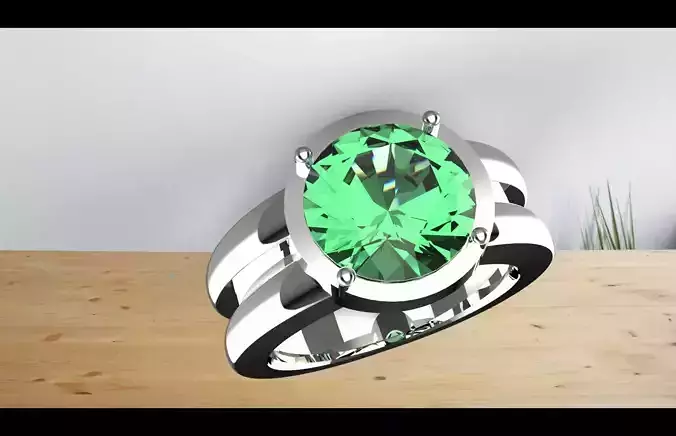 green garnet wedding ring 3D print model