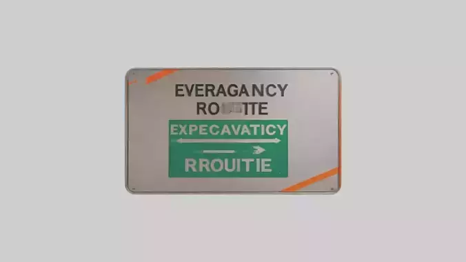 Emergency Evacuation Route Attention Sign model Low-poly 3D model