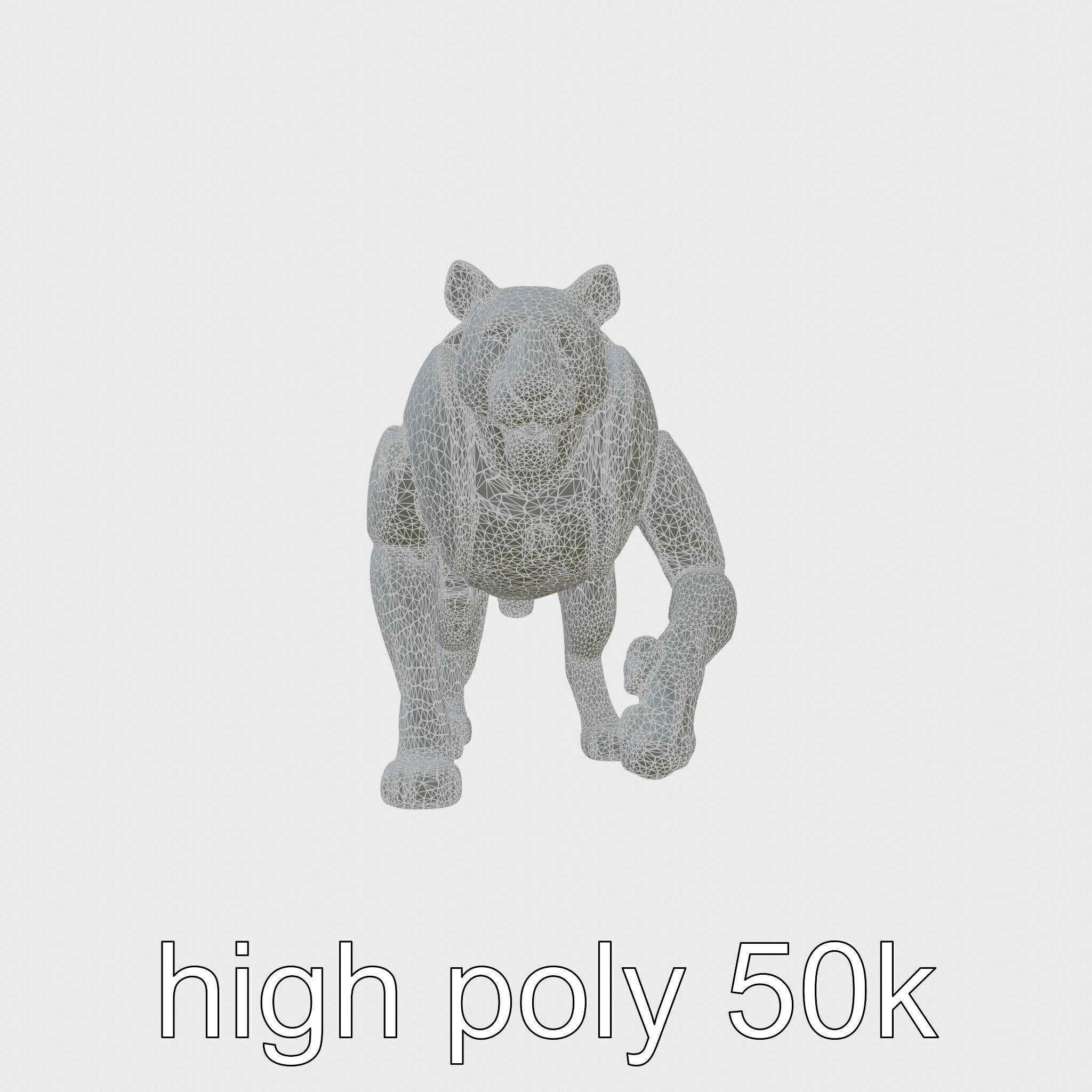 Robotic Tiger with Gold Black Pattern and Laser Mounts Low-poly 3D model_8