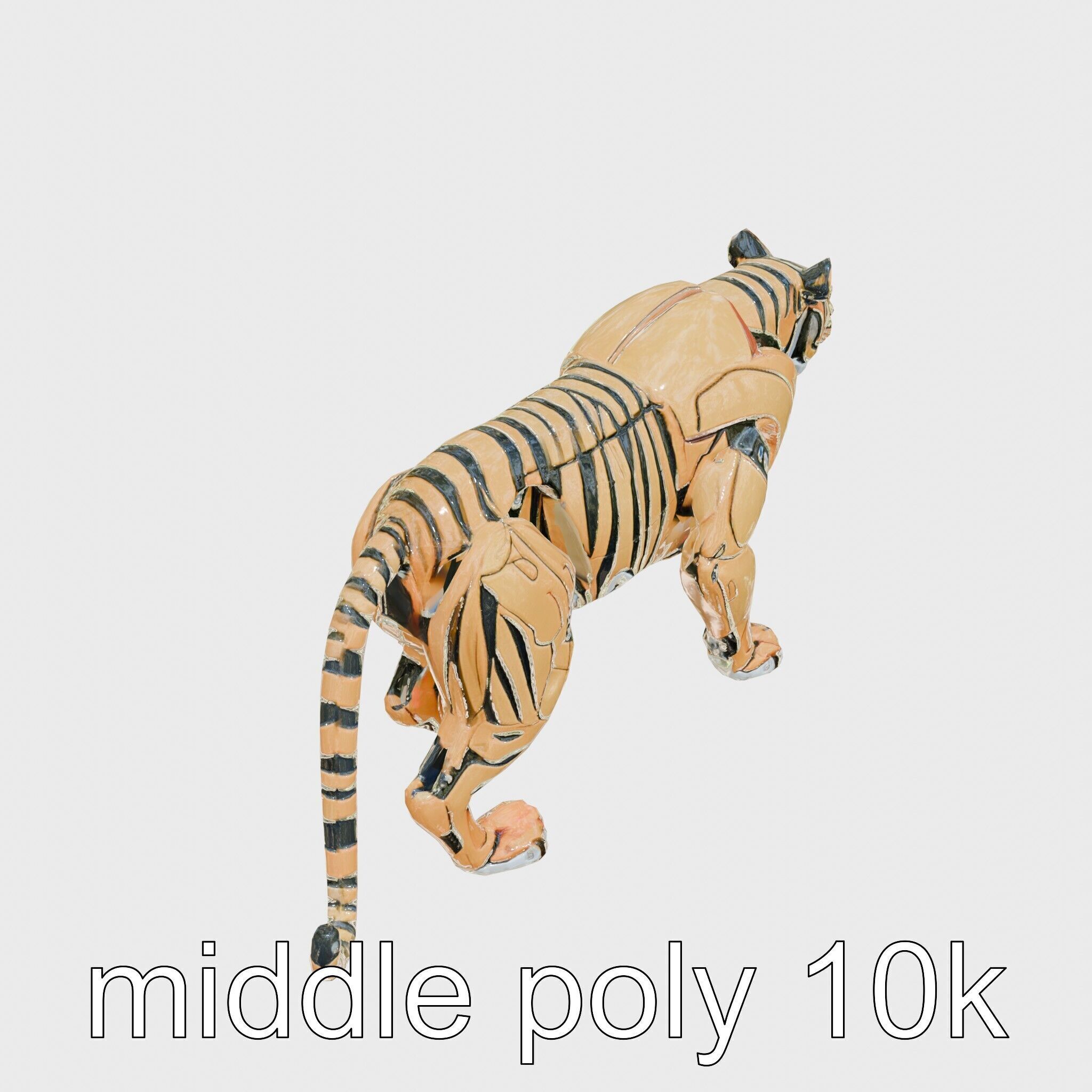 Robotic Tiger with Gold Black Pattern and Laser Mounts Low-poly 3D model_12