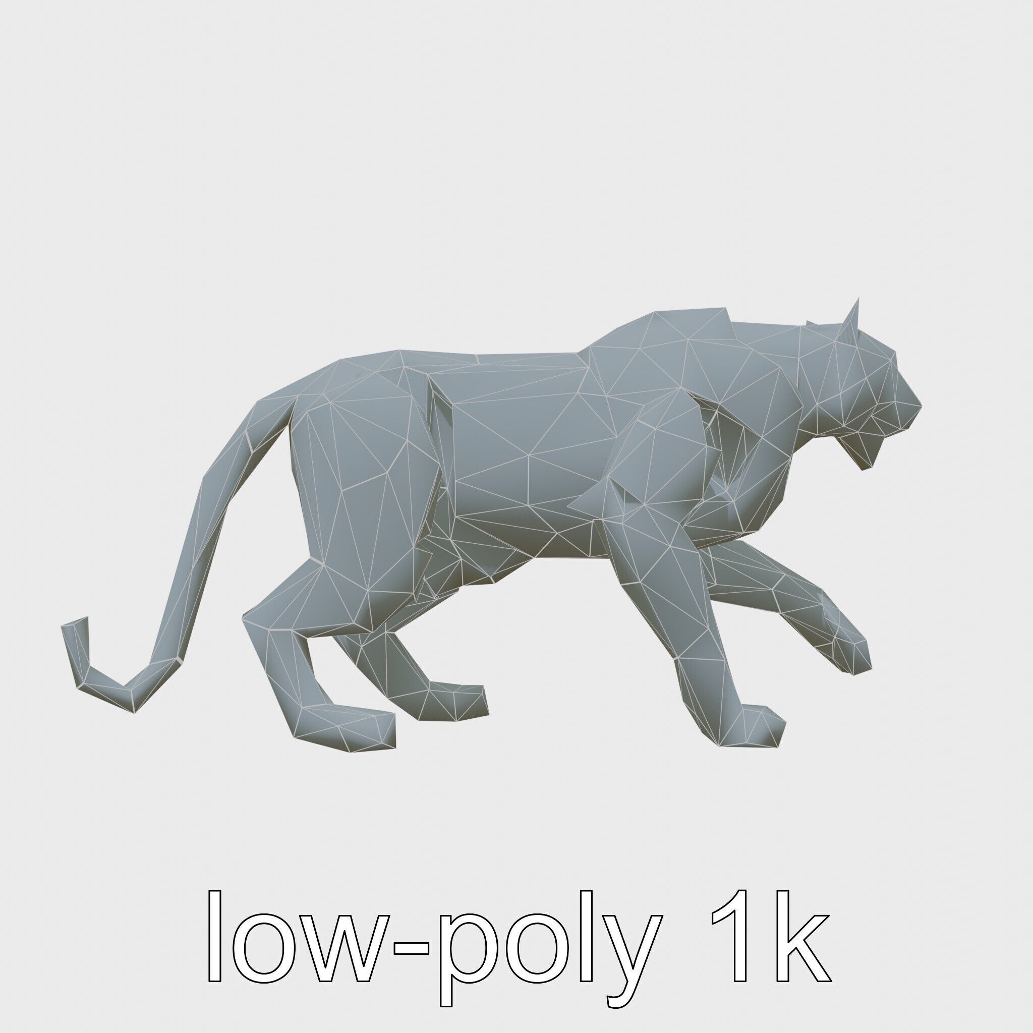 Robotic Tiger with Gold Black Pattern and Laser Mounts Low-poly 3D model_29