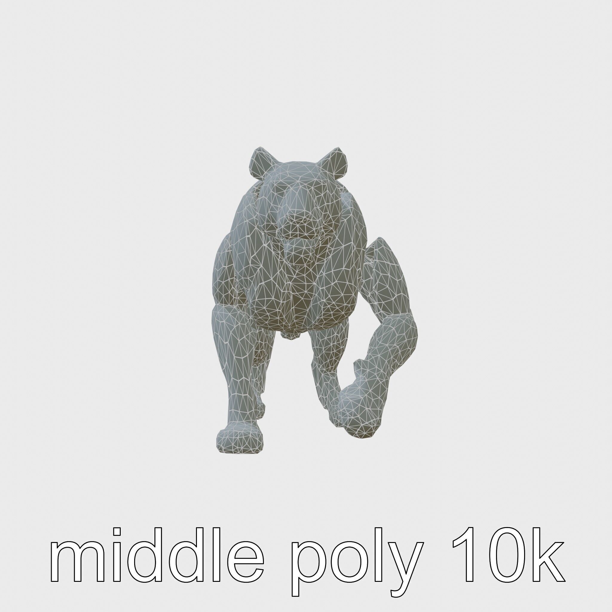 Robotic Tiger with Gold Black Pattern and Laser Mounts Low-poly 3D model_9