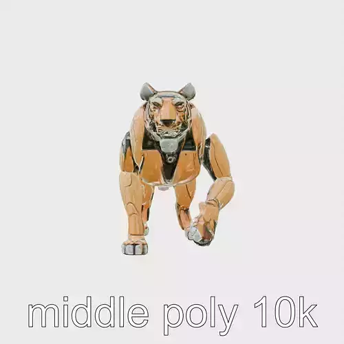 Robotic Tiger with Gold Black Pattern and Laser Mounts