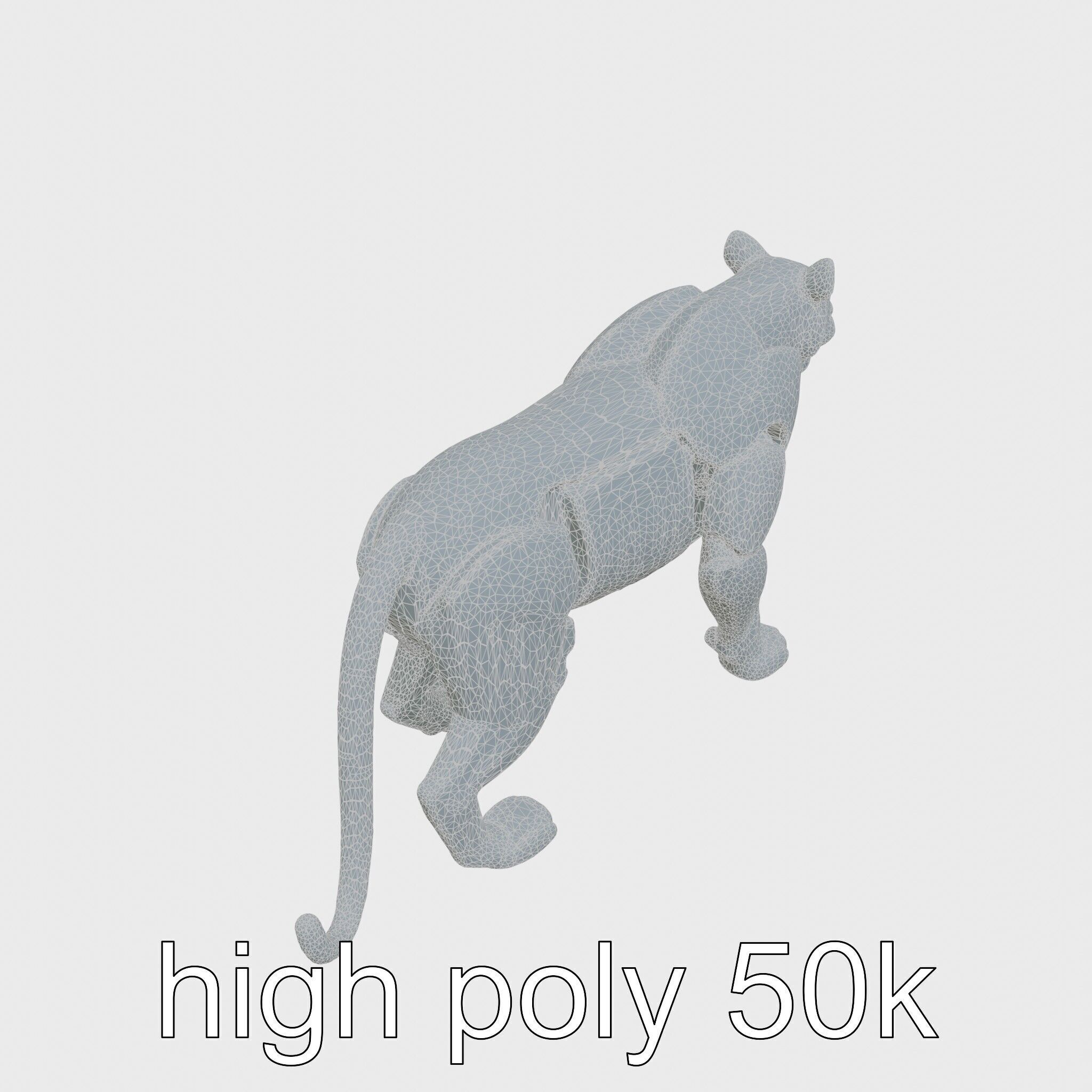 Robotic Tiger with Gold Black Pattern and Laser Mounts Low-poly 3D model_24