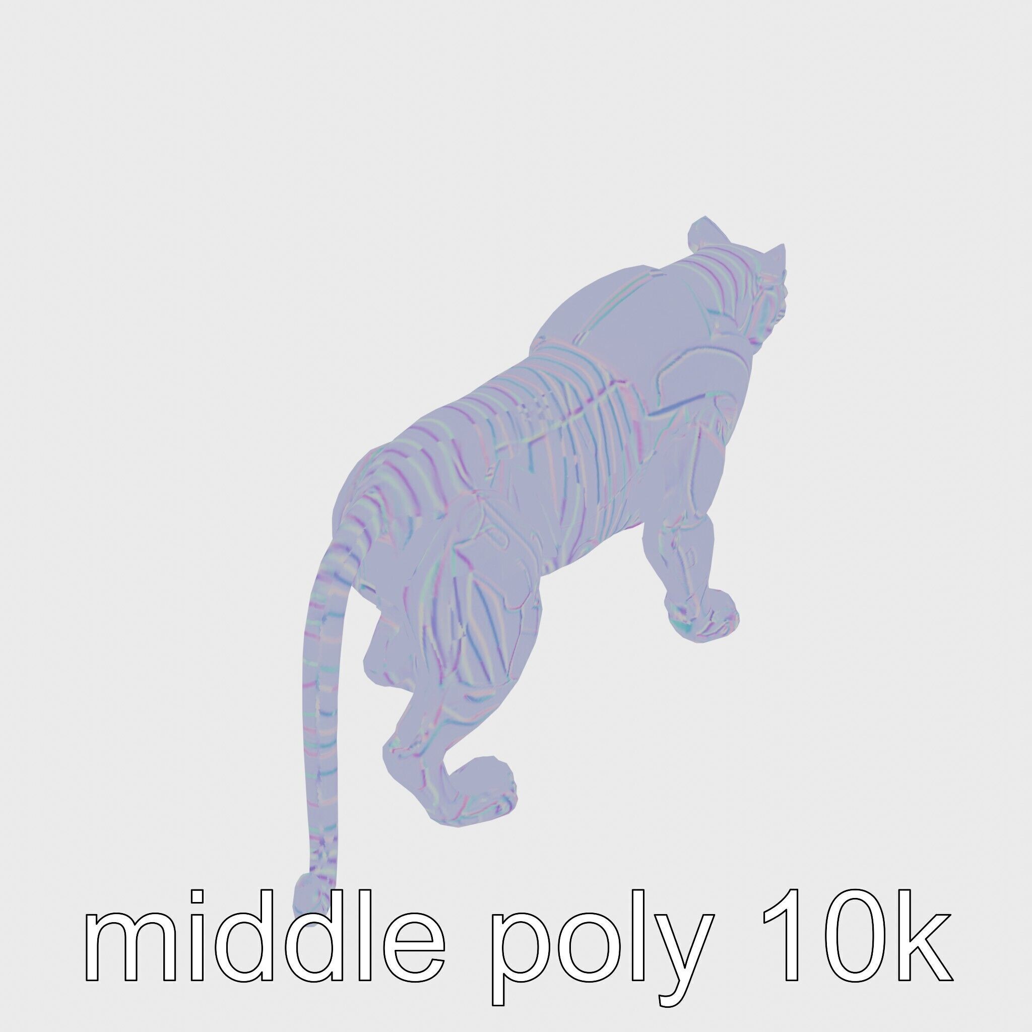 Robotic Tiger with Gold Black Pattern and Laser Mounts Low-poly 3D model_21