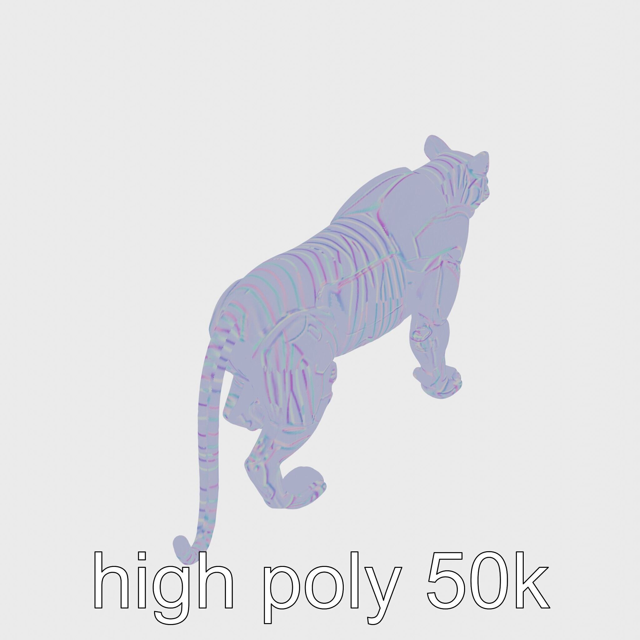Robotic Tiger with Gold Black Pattern and Laser Mounts Low-poly 3D model_25