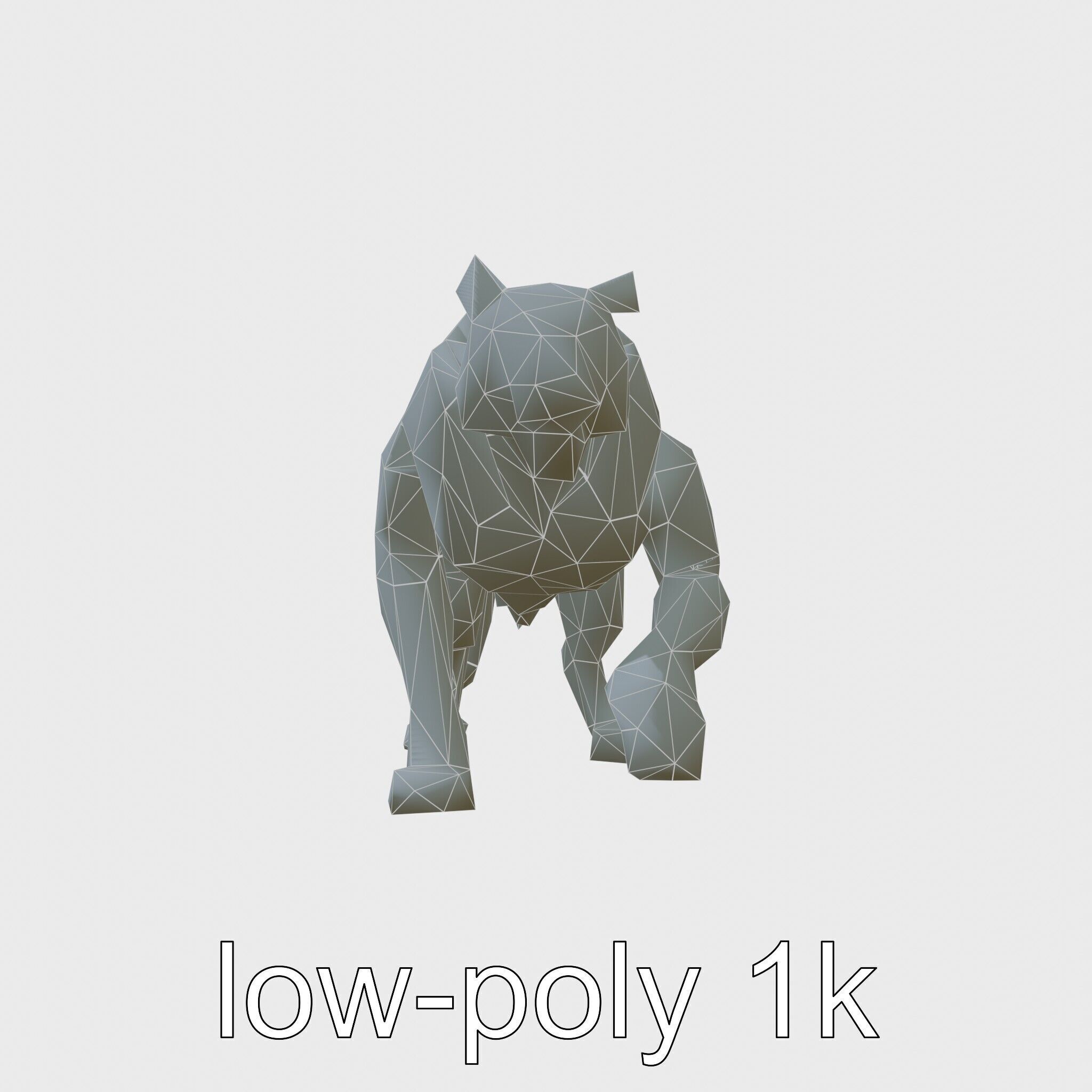 Robotic Tiger with Gold Black Pattern and Laser Mounts Low-poly 3D model_10