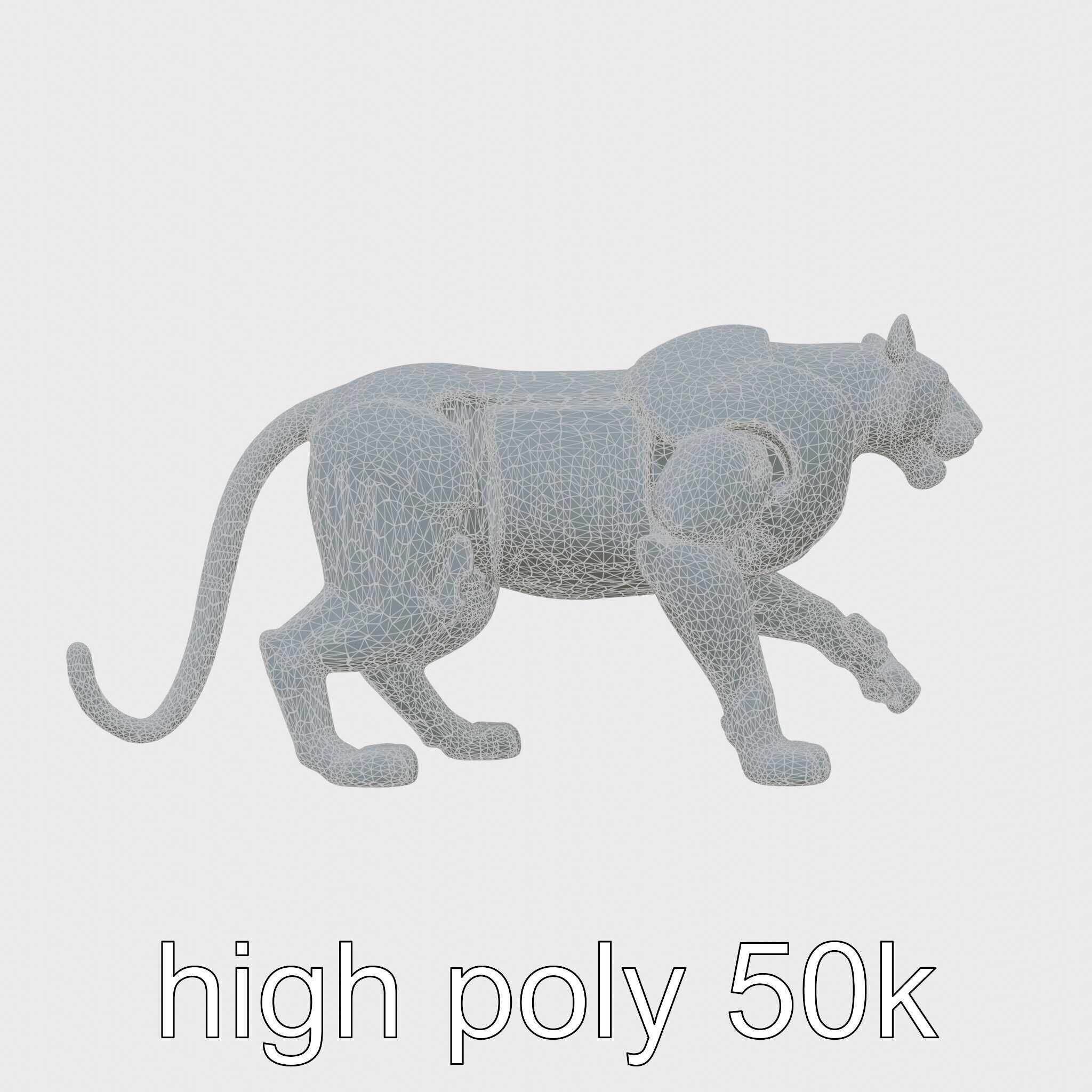 Robotic Tiger with Gold Black Pattern and Laser Mounts Low-poly 3D model_18