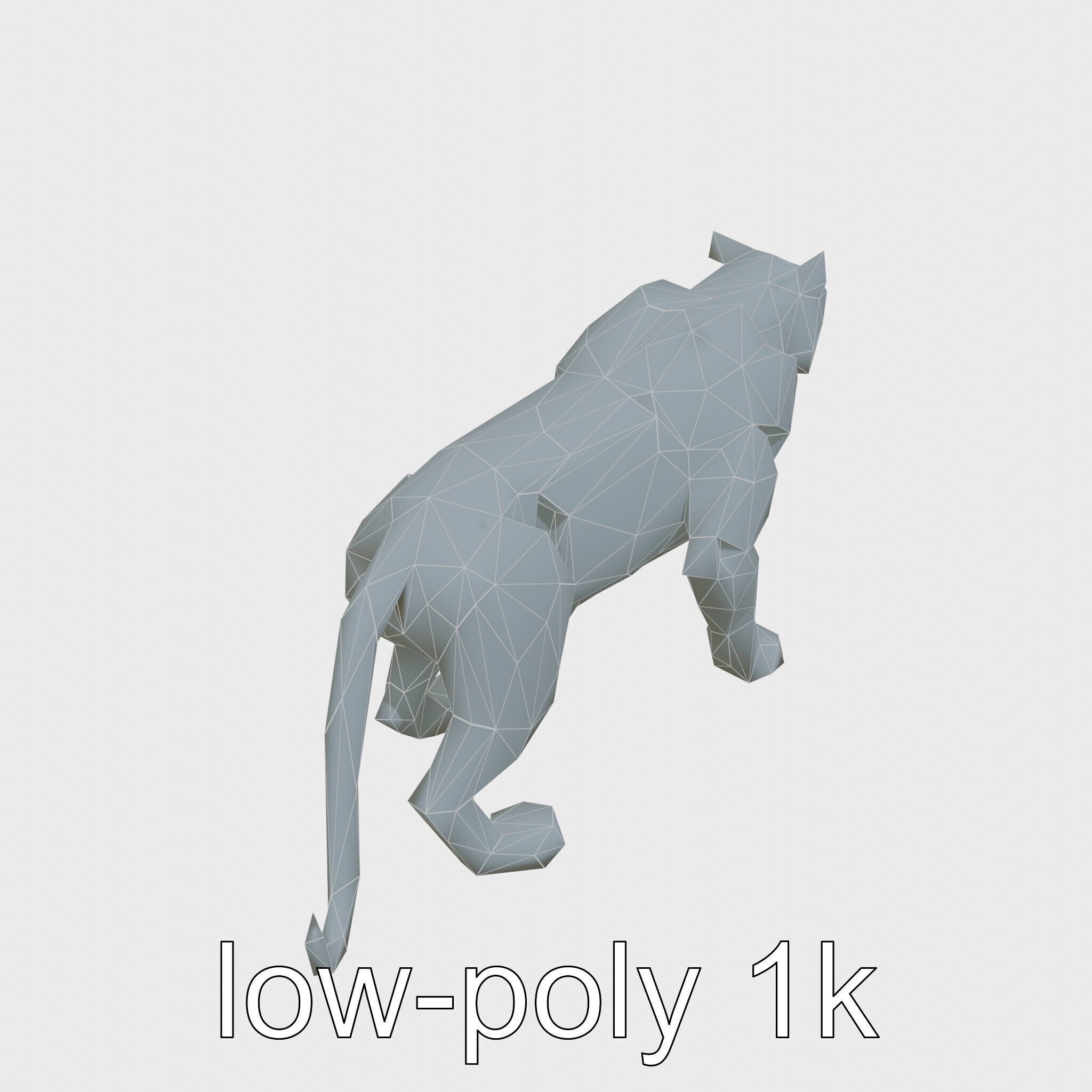 Robotic Tiger with Gold Black Pattern and Laser Mounts Low-poly 3D model_23