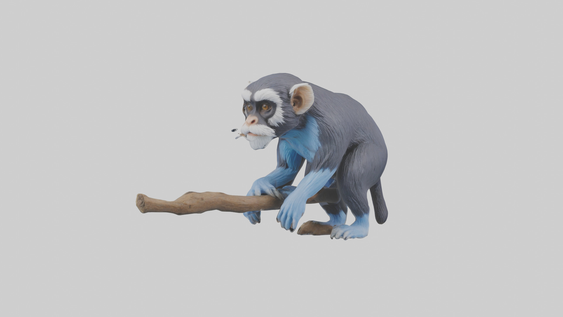 Emperor Tamarin perched model 2 Low-poly 3D model_19