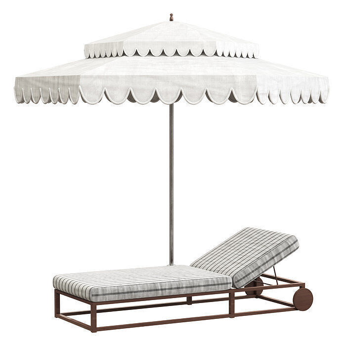 20 Highpoly Parasol  and 13 Highpoly sunbed pack 3D model_13