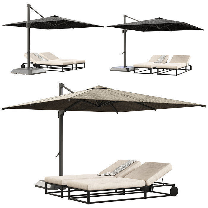 20 Highpoly Parasol  and 13 Highpoly sunbed pack 3D model_10