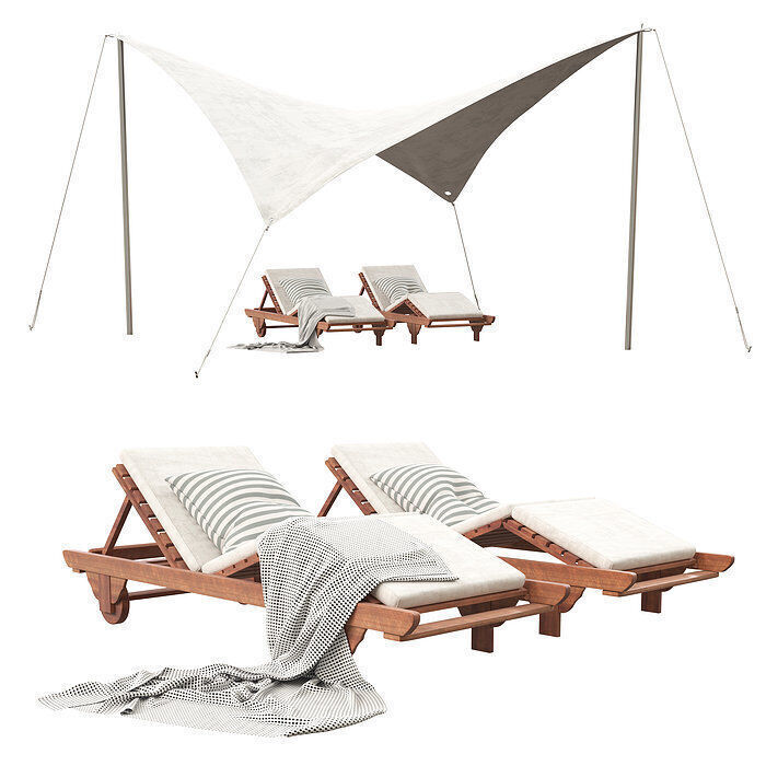 20 Highpoly Parasol  and 13 Highpoly sunbed pack 3D model_11
