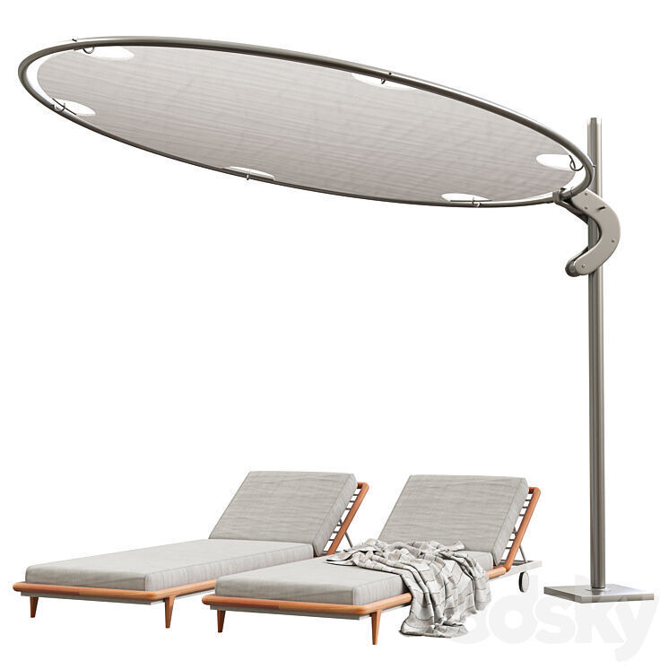 20 Highpoly Parasol  and 13 Highpoly sunbed pack 3D model_2