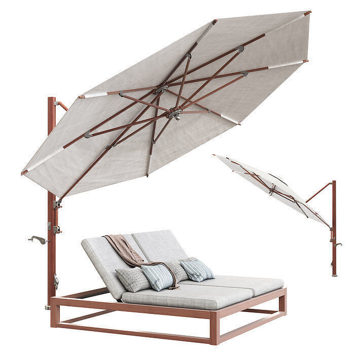 20 Highpoly Parasol  and 13 Highpoly sunbed pack 3D model_21