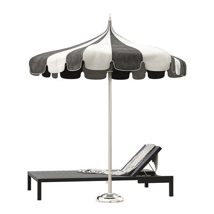 20 Highpoly Parasol  and 13 Highpoly sunbed pack 3D model_15
