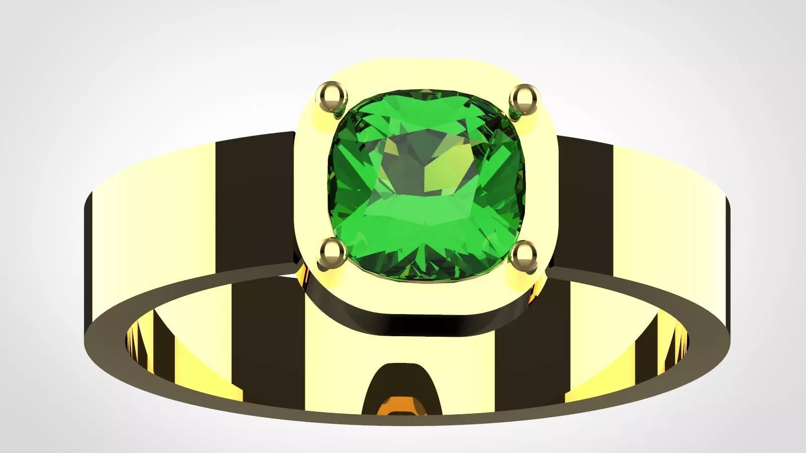 green tsavorite unisex ring 3D print model