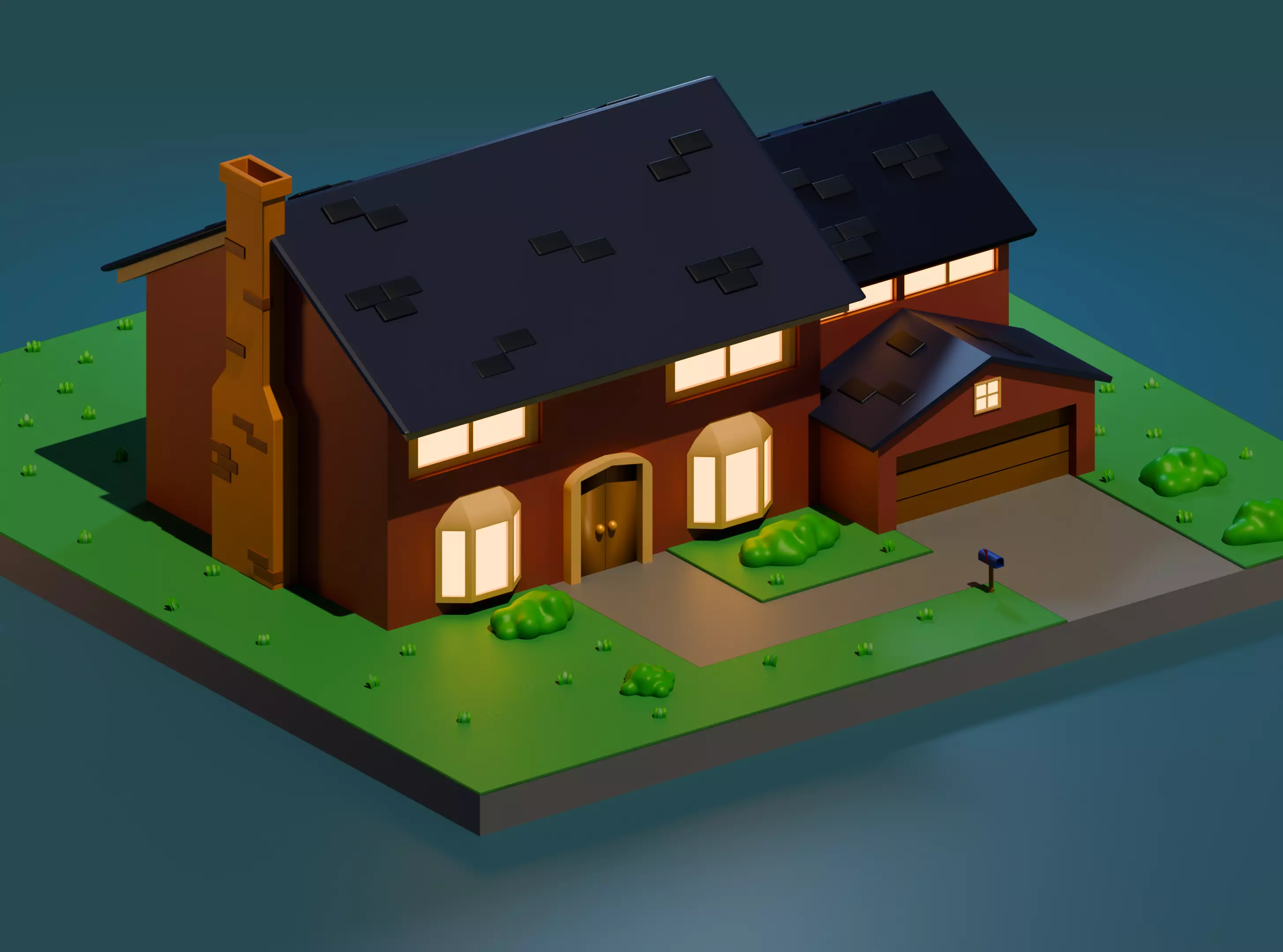 American House Free low-poly 3D model