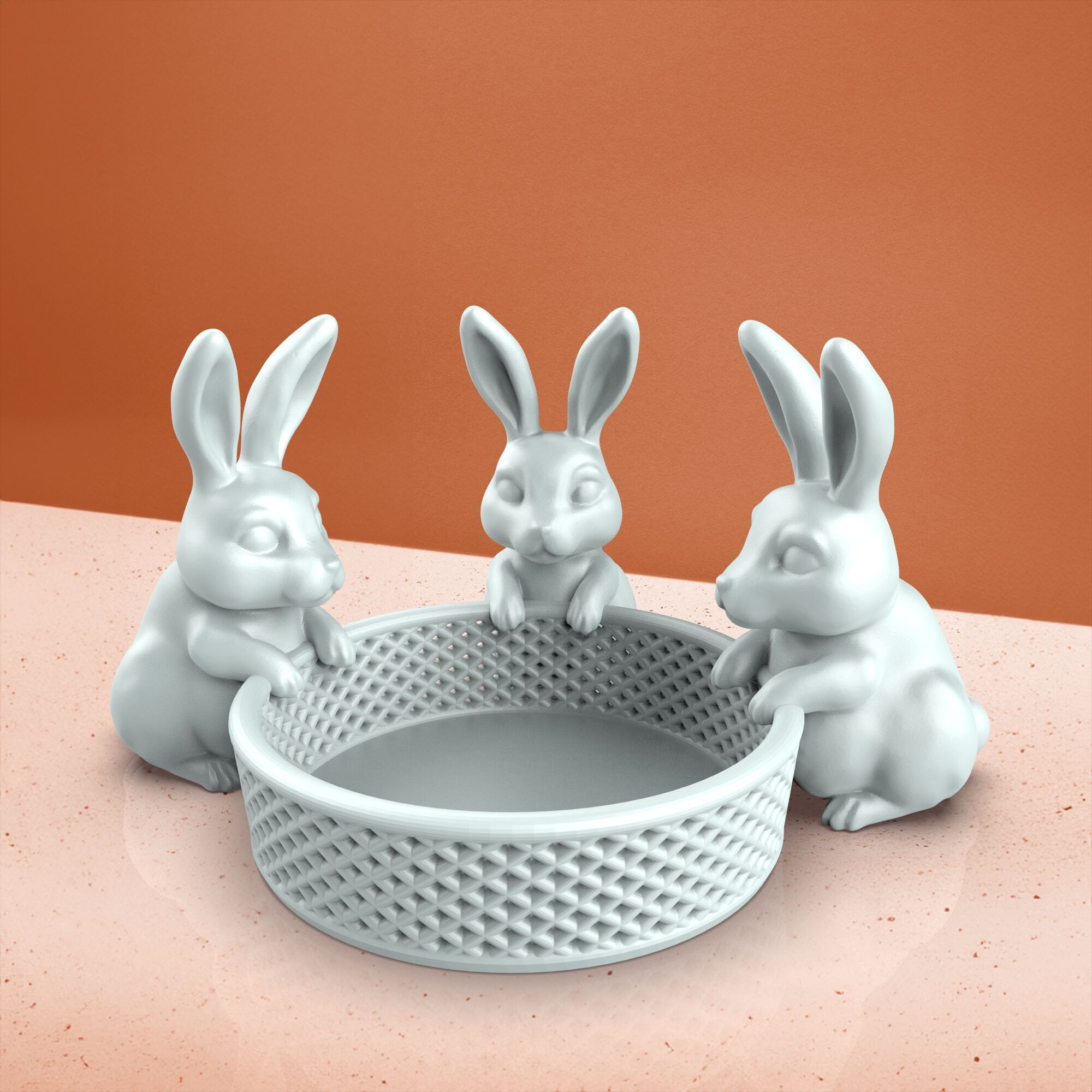 3D Easter Bunny Basket - 3 Rabbit Model 3D print model_4