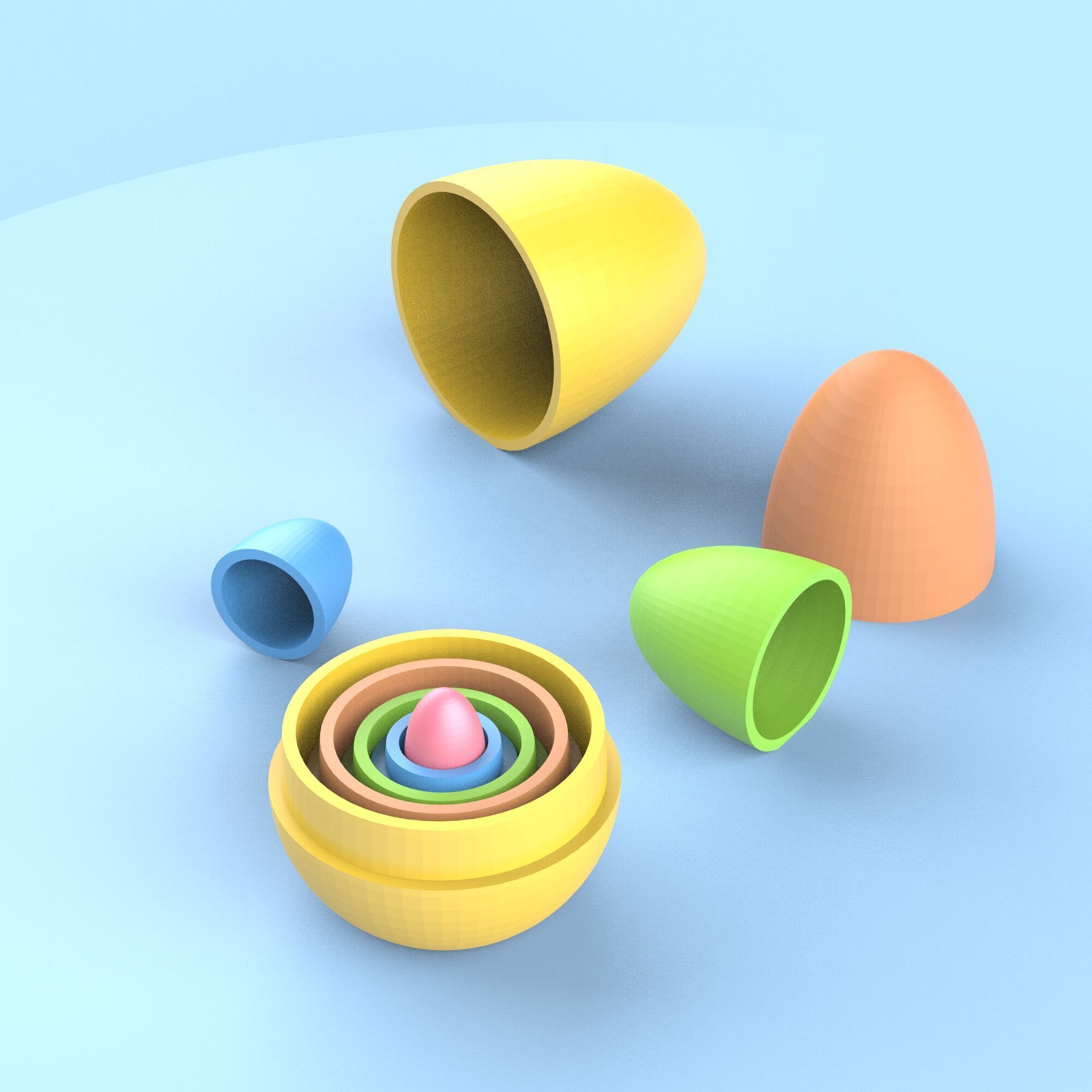 Easter Matryoshka Eggs - 5 Eggs - 10 pcs - Set 3D print model_3