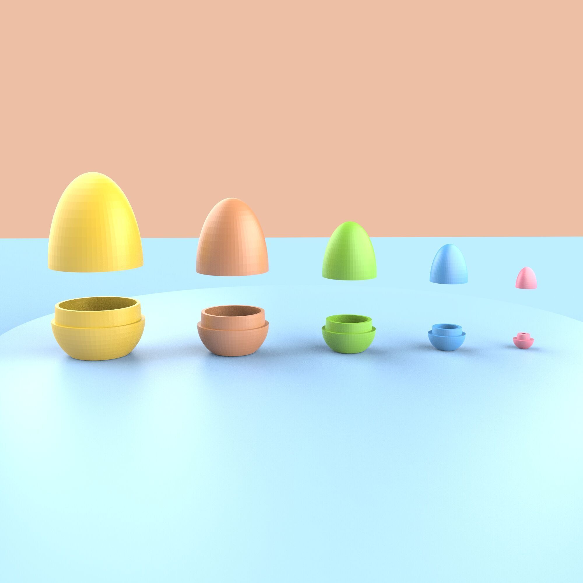 Easter Matryoshka Eggs - 5 Eggs - 10 pcs - Set 3D print model_5