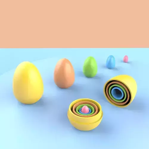 Easter Matryoshka Eggs - 5 Eggs - 10 pcs - Set 3D print model