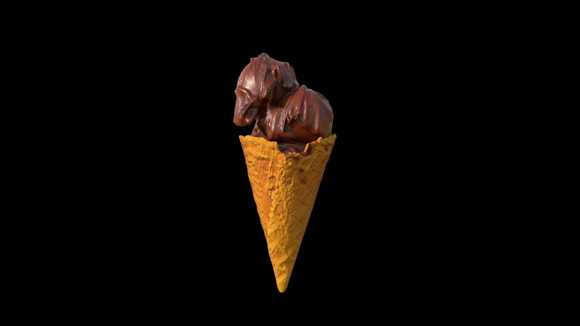 Chocolate Ice Cream Low-poly 3D model_13