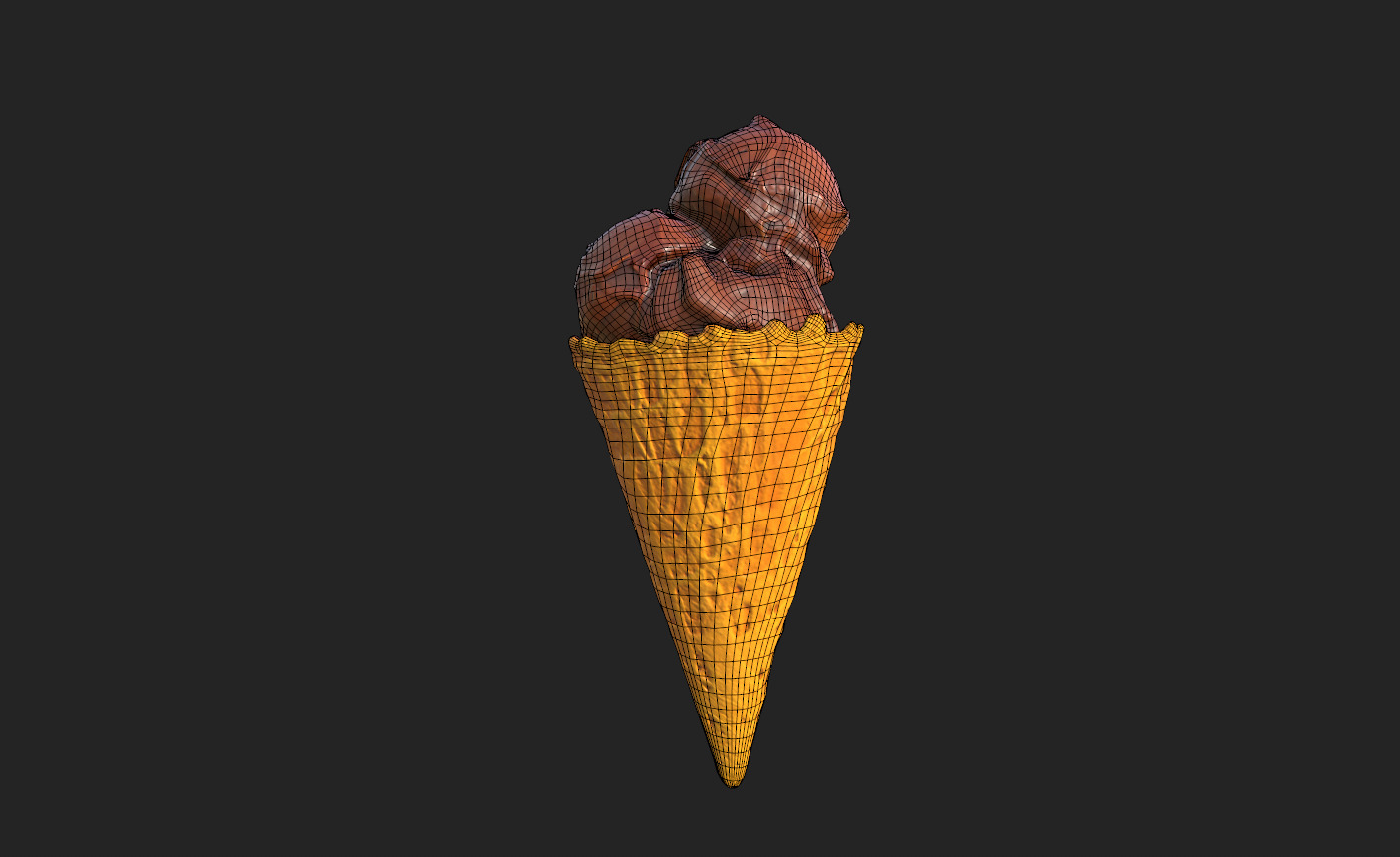 Chocolate Ice Cream Low-poly 3D model_14