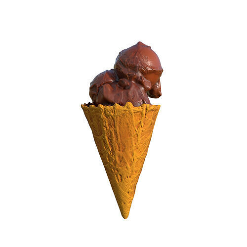 Chocolate Ice Cream Low-poly 3D model 3