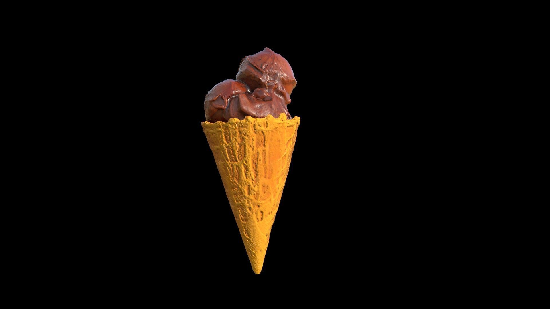 Chocolate Ice Cream Low-poly 3D model_4