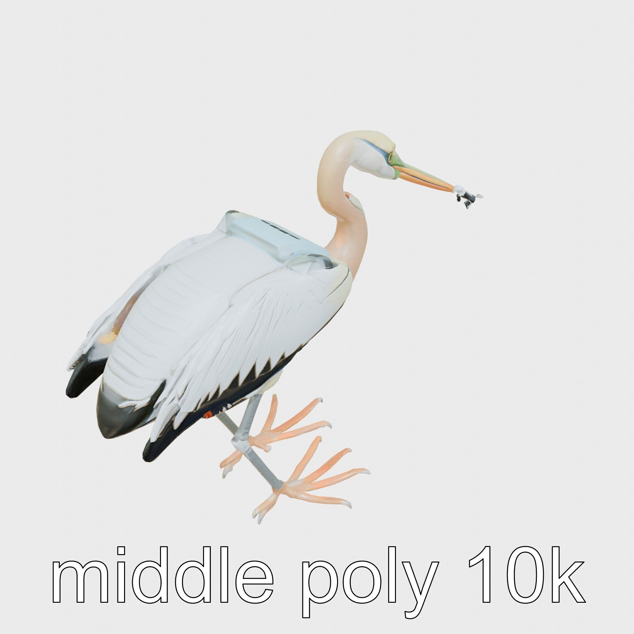 Bionic Heron with Composite Neck and Manipulator Beak Low-poly 3D model_12