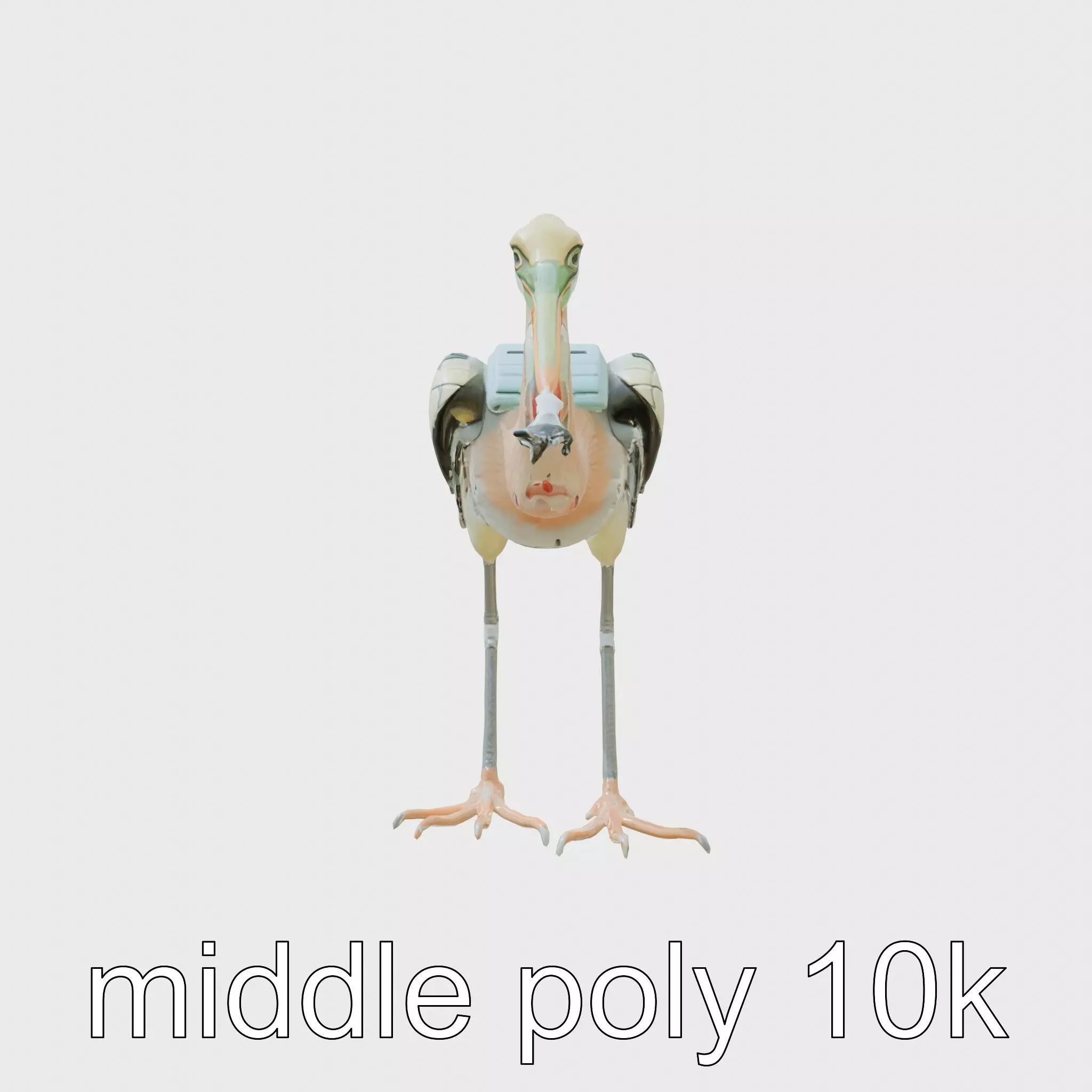 Bionic Heron with Composite Neck and Manipulator Beak Low-poly 3D model_0