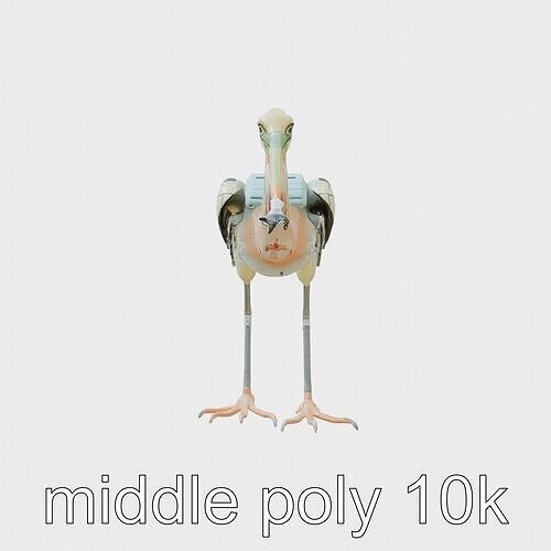 Bionic Heron with Composite Neck and Manipulator Beak Low-poly 3D model