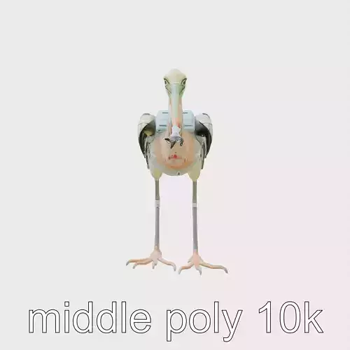 Bionic Heron with Composite Neck and Manipulator Beak Low-poly 3D model