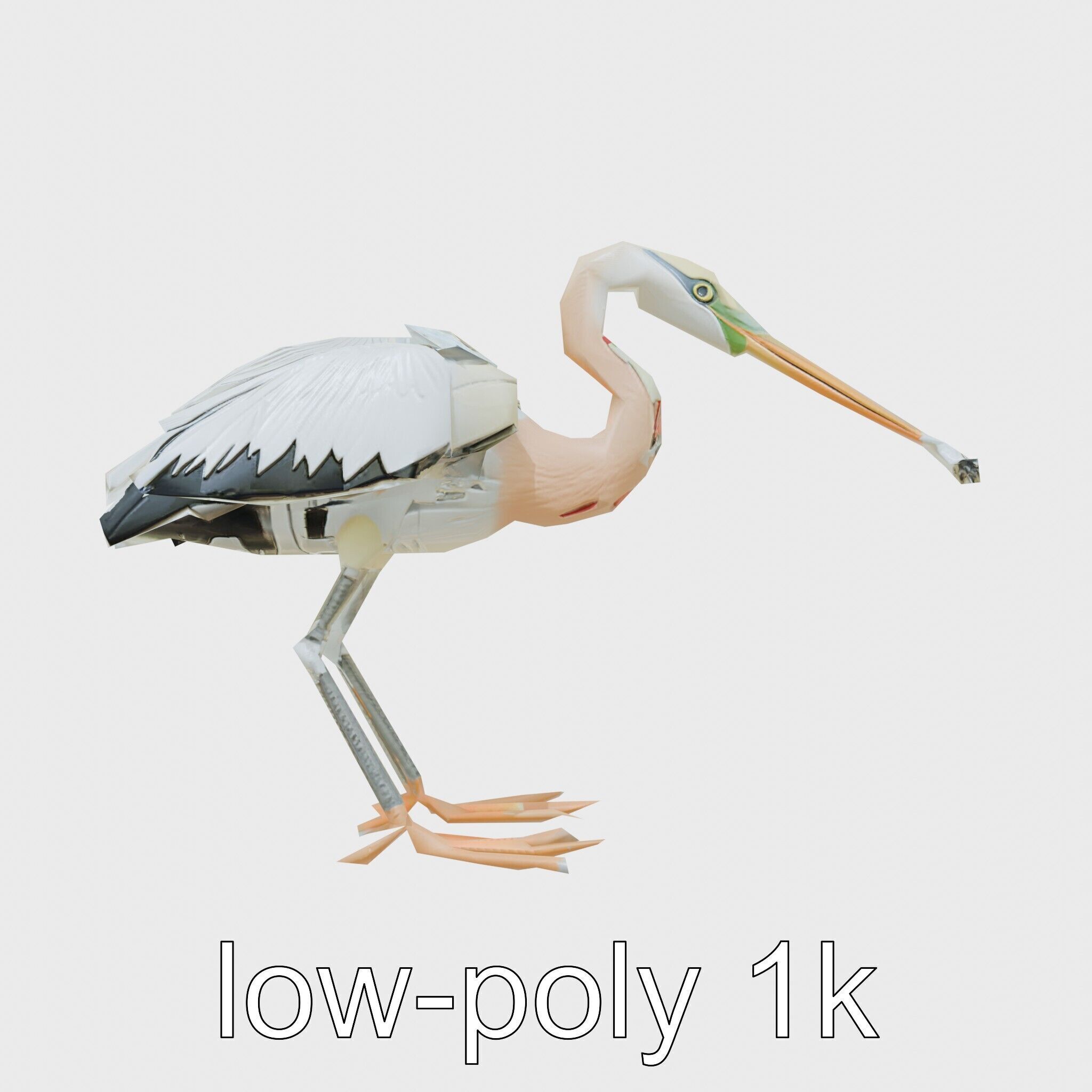Bionic Heron with Composite Neck and Manipulator Beak Low-poly 3D model_10