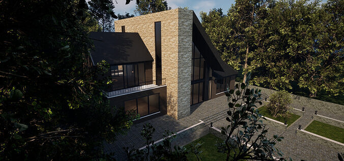 Modern A-Frame Luxury Villa - Architectural Visualization - UE5 3D model 6