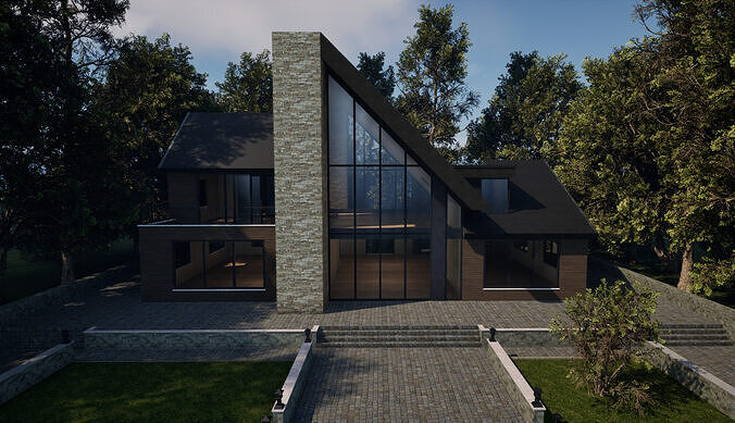Modern A-Frame Luxury Villa - Architectural Visualization - UE5 3D model