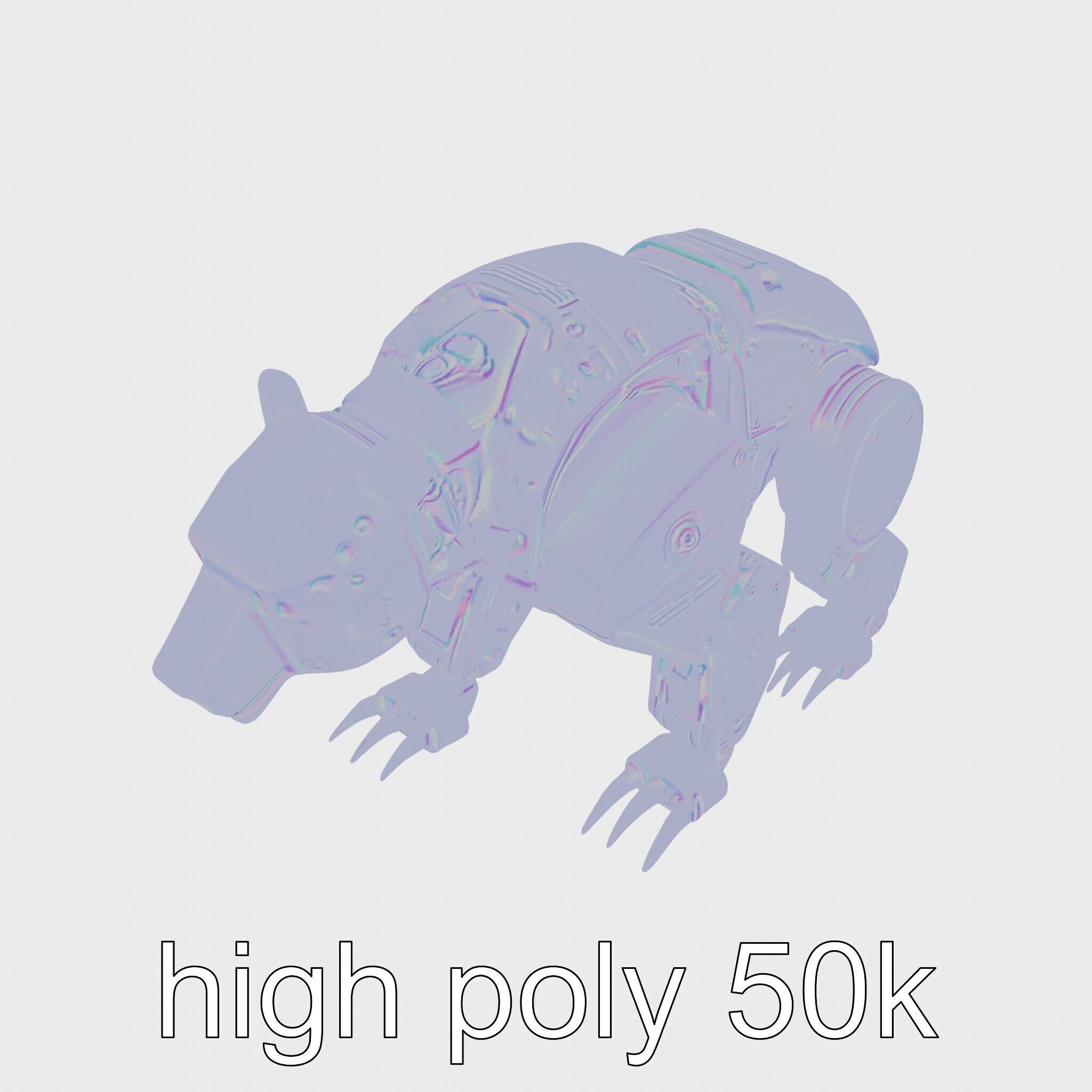 Robotic Grizzly Bear with Hydraulic Metal Limbs Low-poly 3D model_18