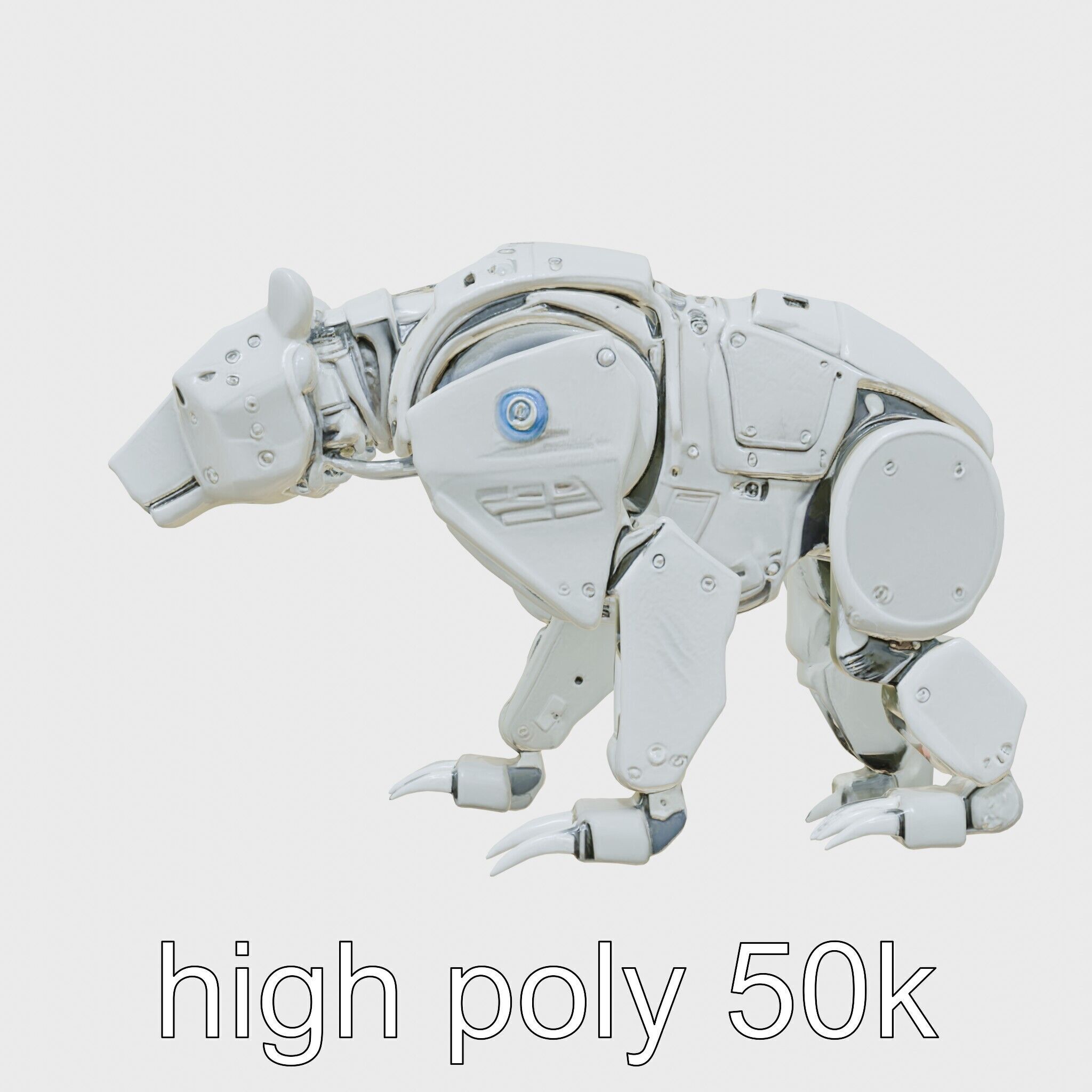 Robotic Grizzly Bear with Hydraulic Metal Limbs Low-poly 3D model_30