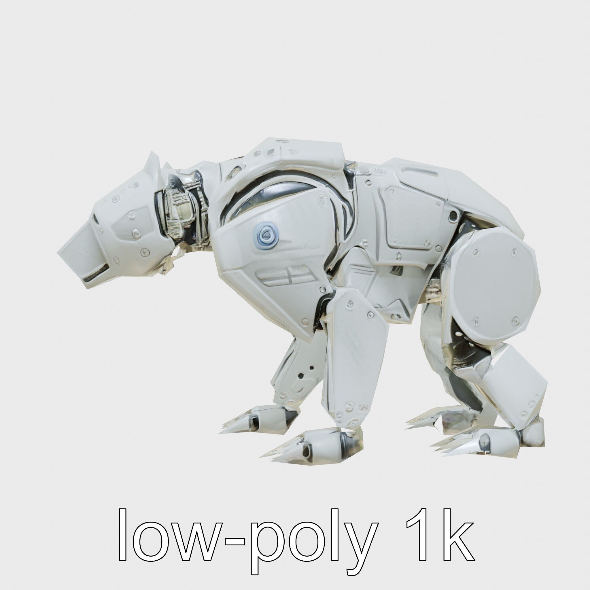 Robotic Grizzly Bear with Hydraulic Metal Limbs Low-poly 3D model_23
