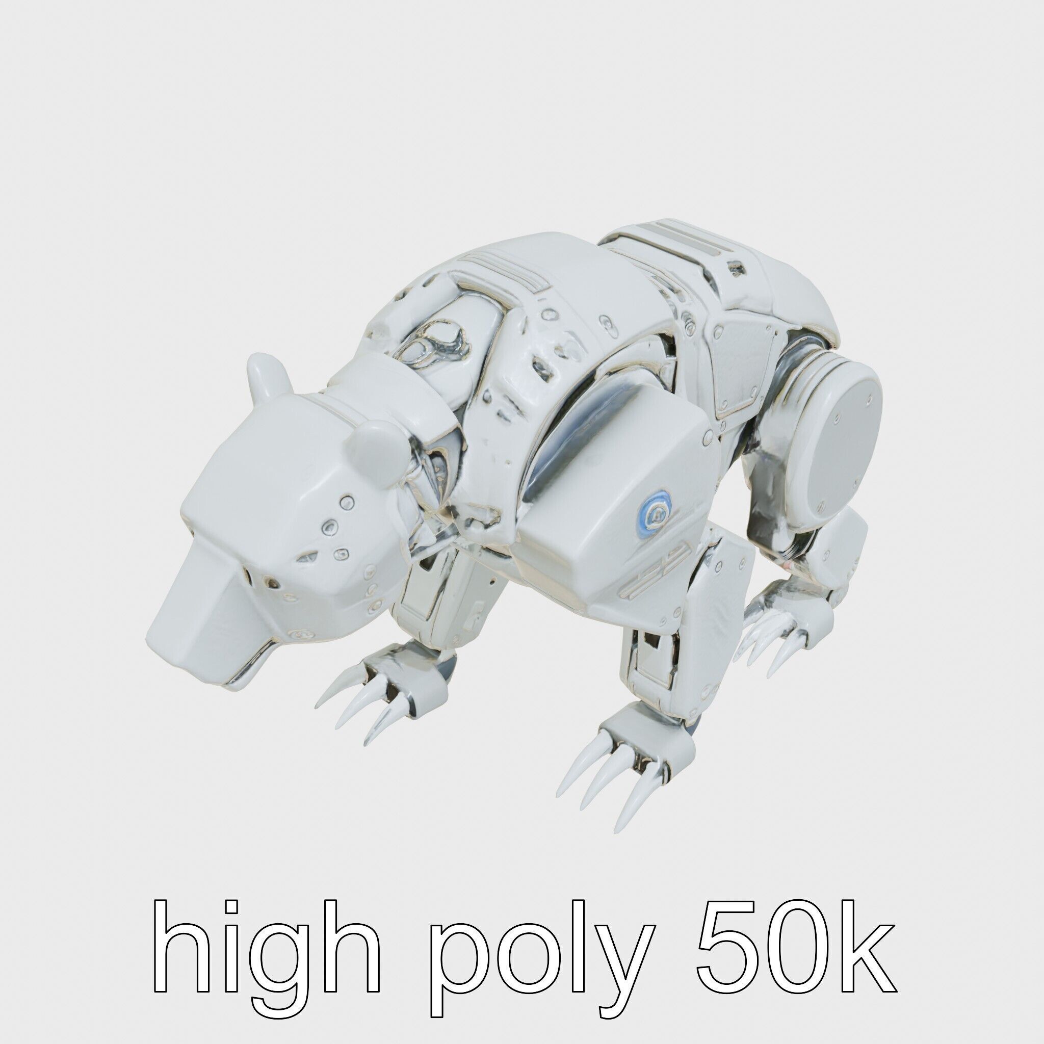 Robotic Grizzly Bear with Hydraulic Metal Limbs Low-poly 3D model_15