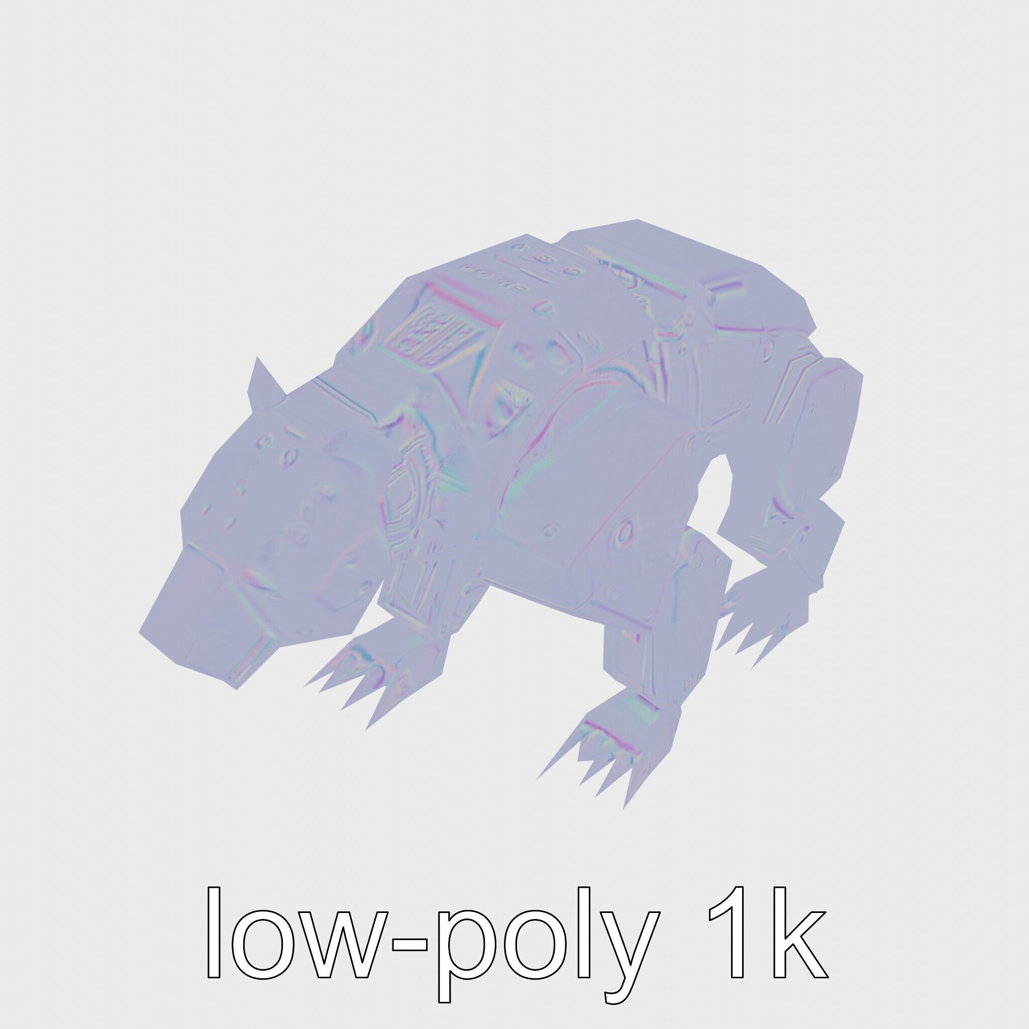 Robotic Grizzly Bear with Hydraulic Metal Limbs Low-poly 3D model_20