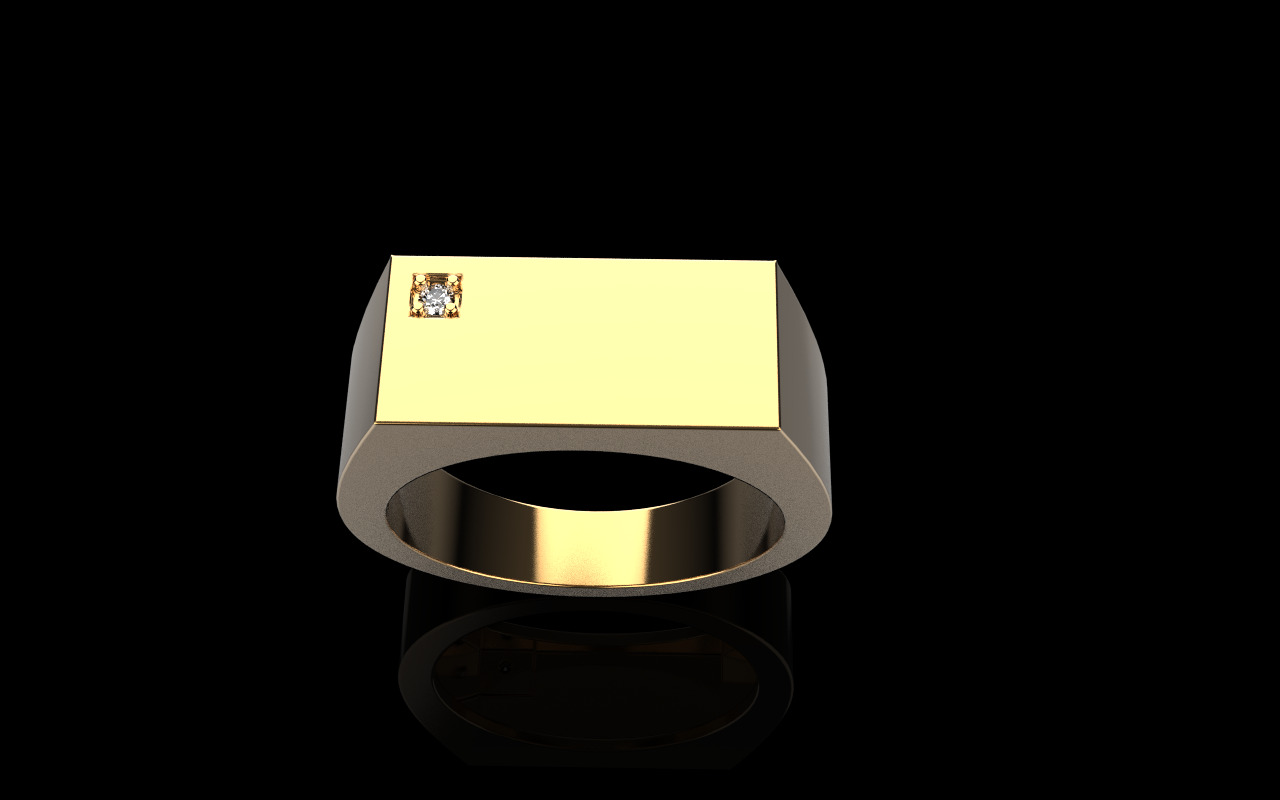 Signet ring with gem model 971 3D print model_12